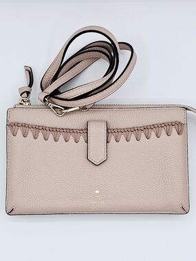 KATE SPADE Pale‎ Pink Pebbled Leather Crossbody Bag W/ Removable Strap